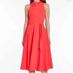 AMANDA UPRICHARD Elondra‎ Midi Dress in Electric Rouge Sleeveless Halter Sz XS